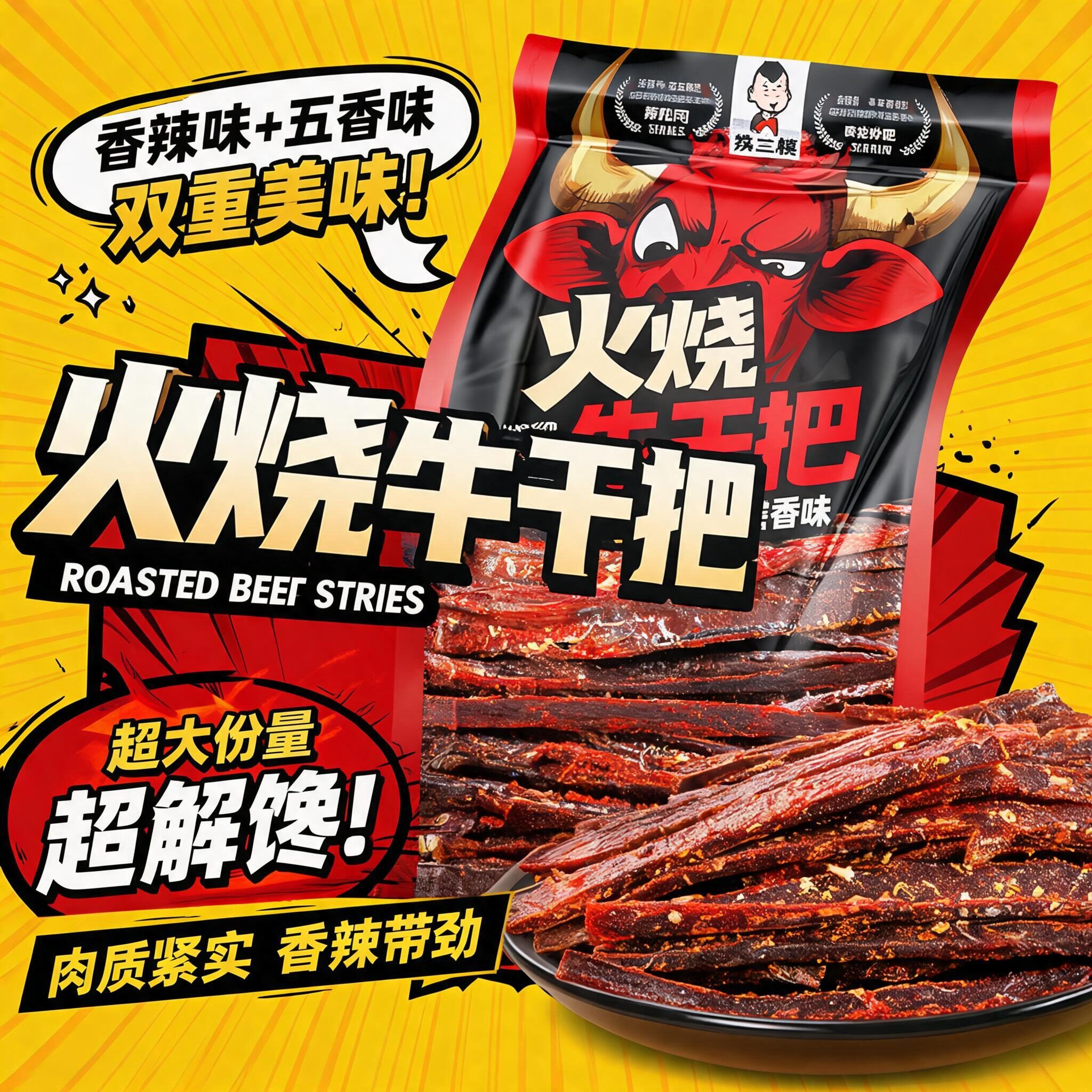 冠军推荐云南香辣火烧干巴官方旗舰店牛肉干条手撕解馋高蛋白零食