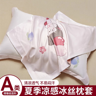 夏季 儿童家用 冰丝枕套一对装 48x74cm水洗真丝单整套新款
