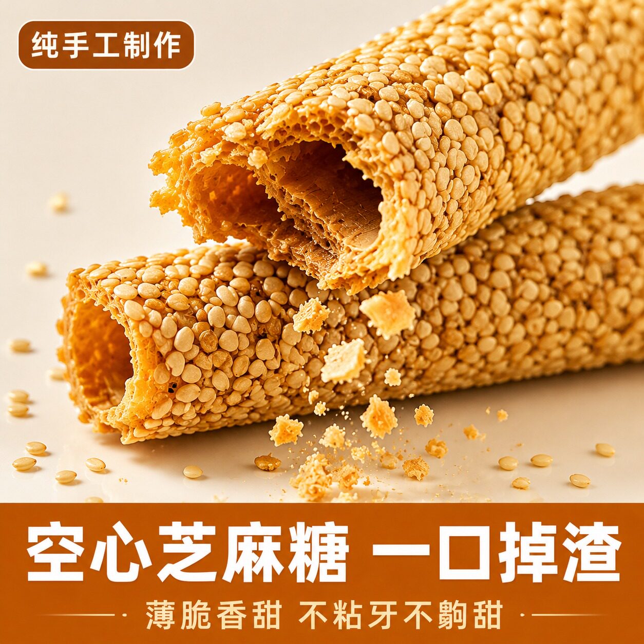 河南特产老式芝麻糖山东芝麻杆麦芽糖灶糖怀旧传统手工制作零食