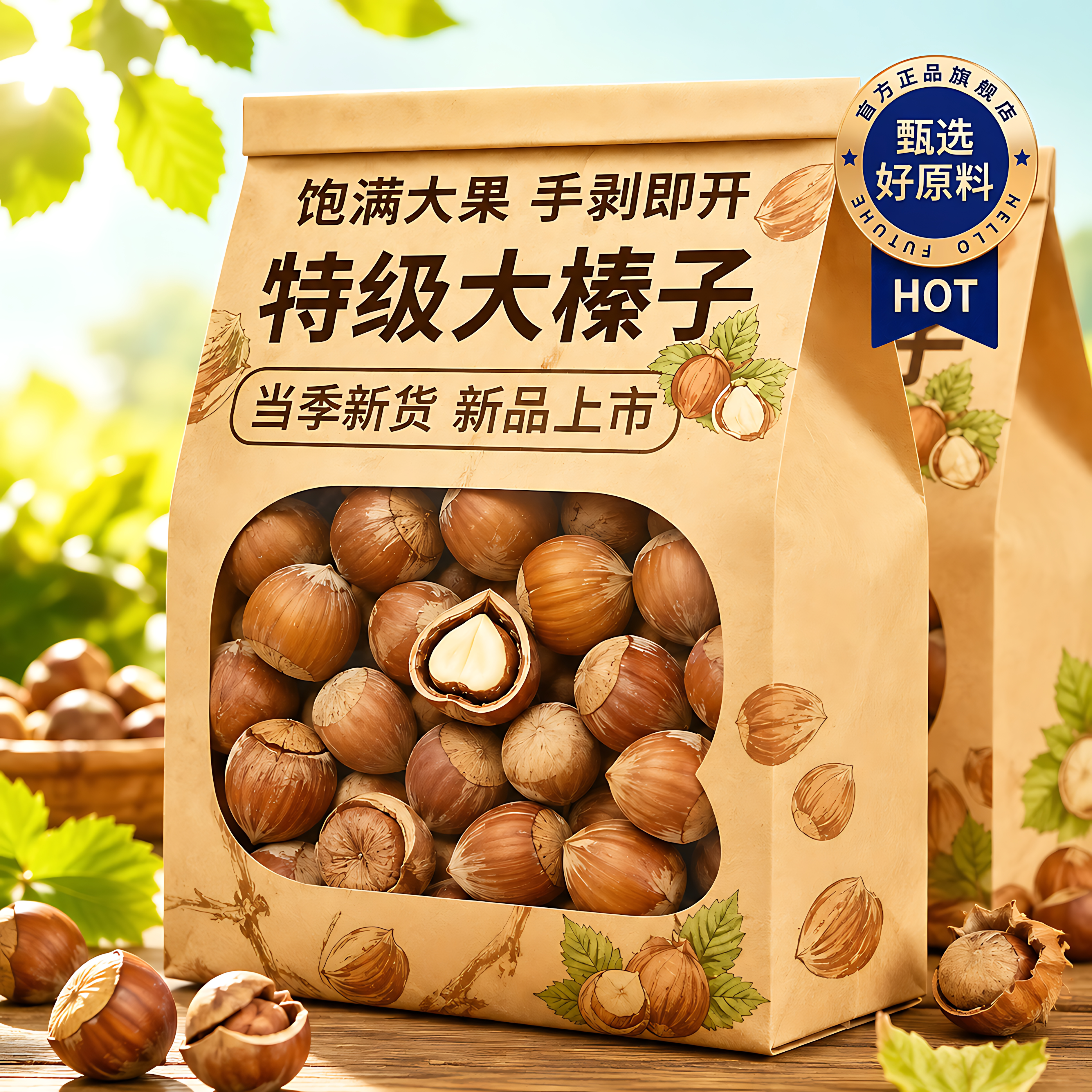 榛子特大东北特产新鲜原味无添加大开口铁岭野生坚果虎皮薄壳榛果