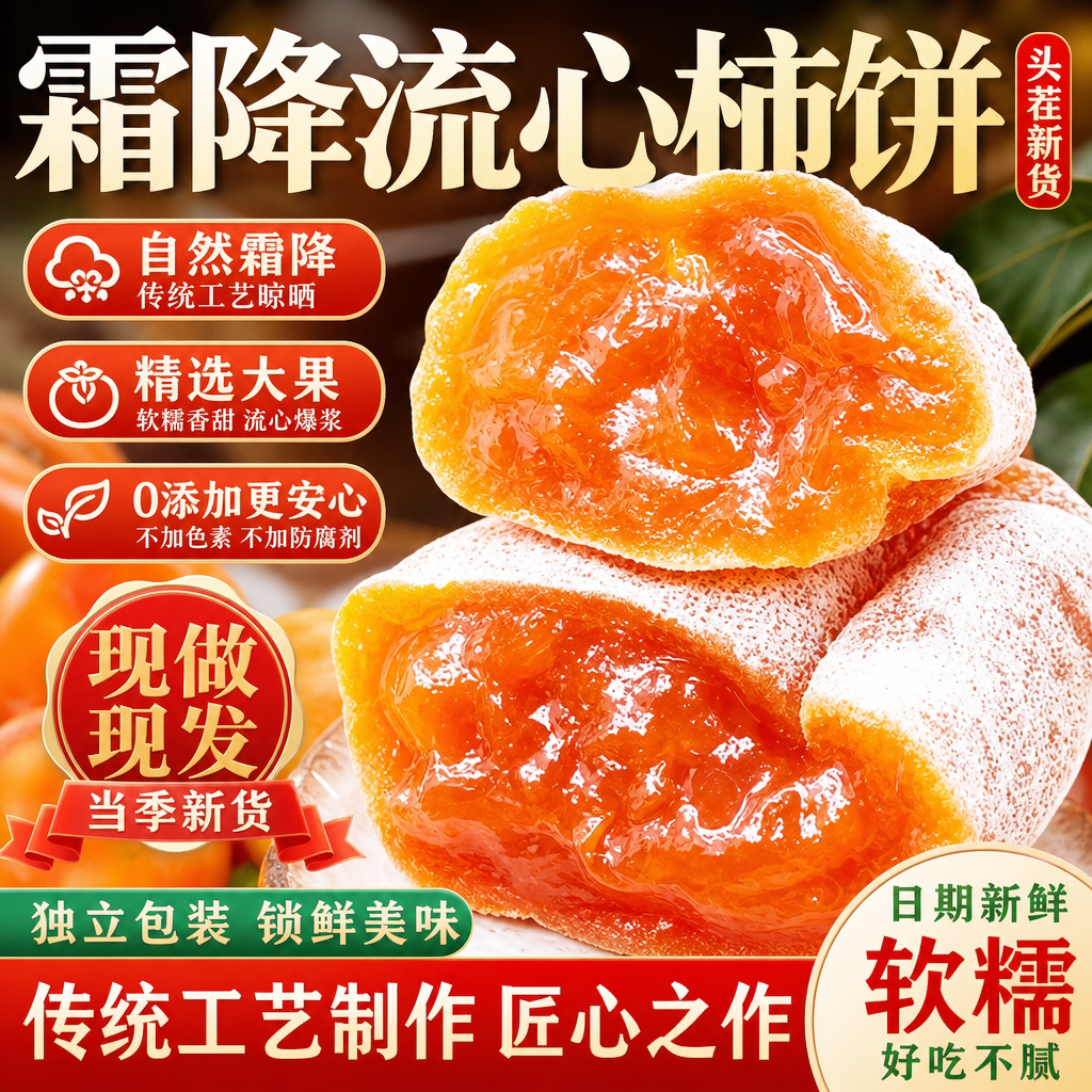 富平官方柿饼老式干旗舰店正宗陕西特级流心黄油柿饼5斤独立包装