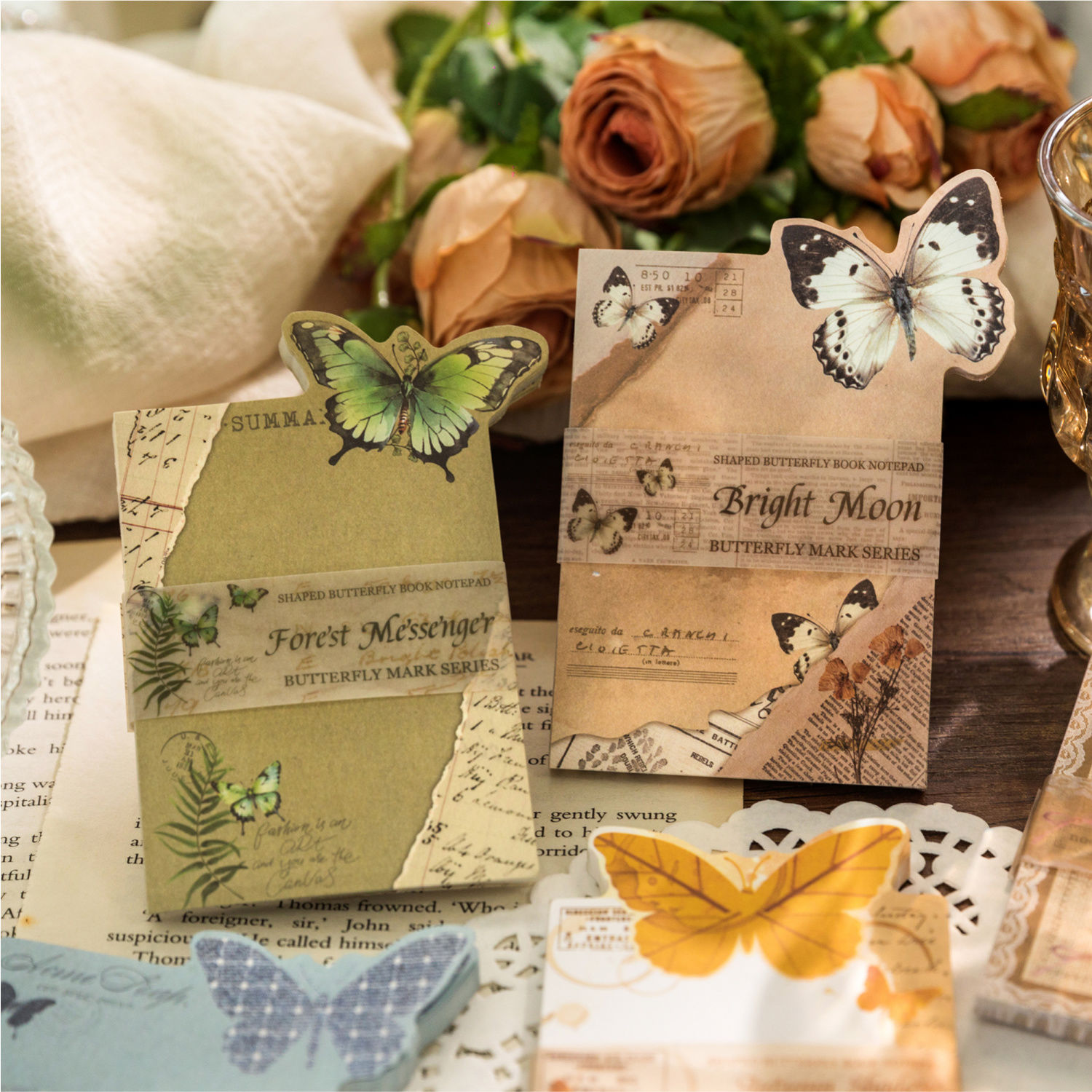 陌墨蝴蝶印记复古便签本50张