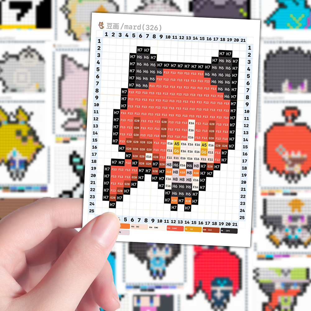 96张凹凸世界创意reborn像素安迷修儿童益智拼豆素材图纸贴画收藏