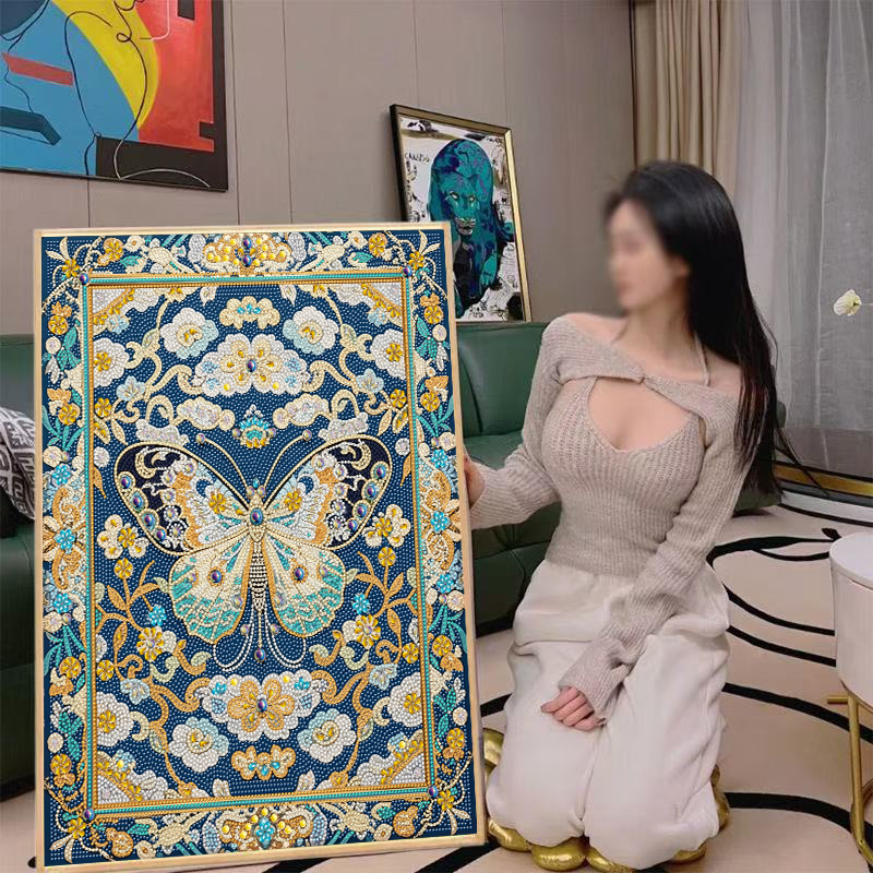 蝴蝶钻石画手工diy贴钻画2025新款满钻高级感客厅卧室装饰画带框图片