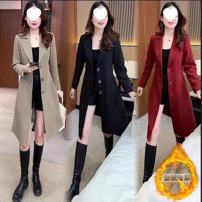 2025秋冬新款洋气显瘦小个子中长款时尚百搭加绒加厚风衣外套女潮