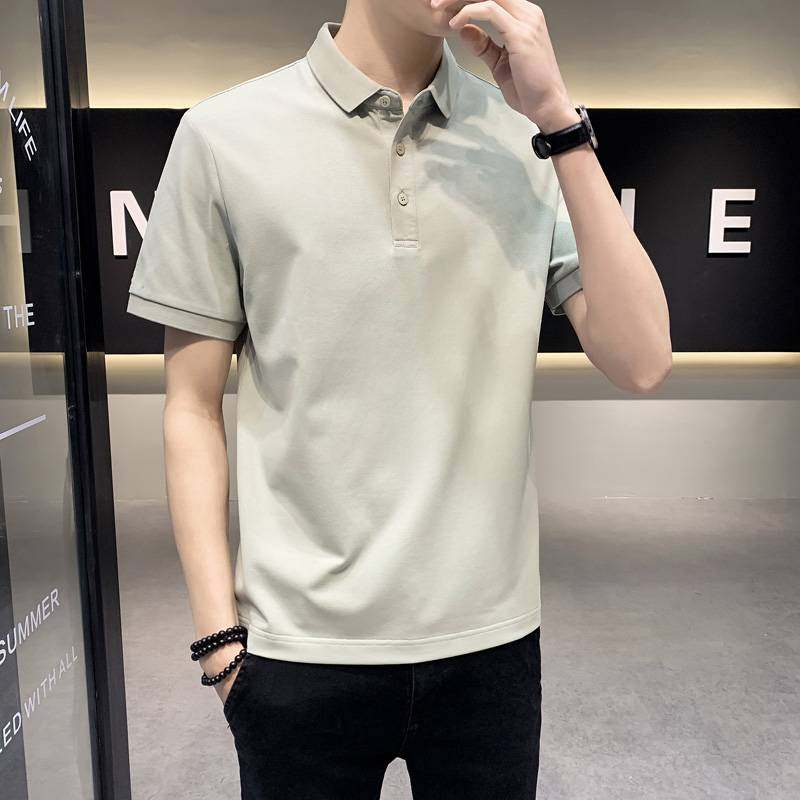 冰丝polo衫男短袖2023夏季翻领T恤青年休闲珠地棉保罗衫纯色夏装_虎窝淘