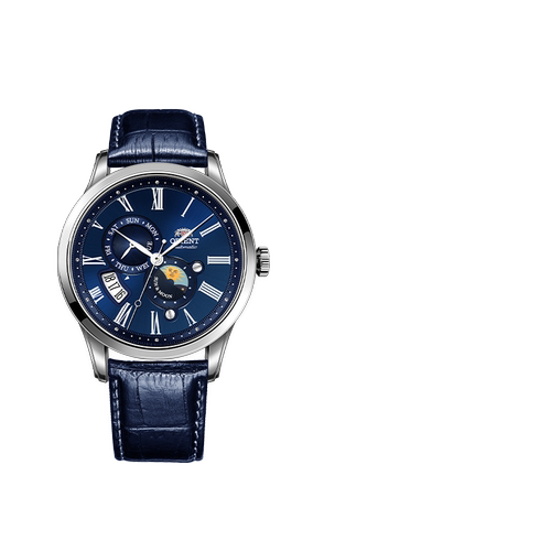 东方双狮男士商务日月机械表