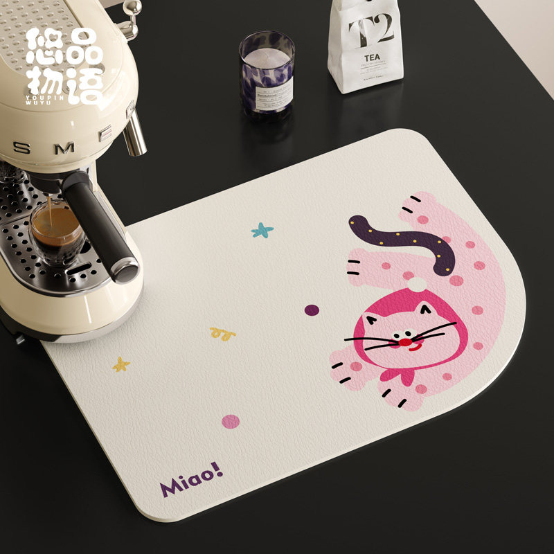 波点猫波普风厨房台面沥水垫吸水垫洗手台吧台垫碗盘隔热吸水餐垫,居家布艺,餐垫,淘宝优惠券,粉丝福利购,淘宝优惠卷