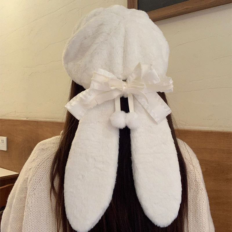 小众毛绒贝雷帽出游逛街大头显小