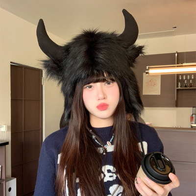 小众毛绒雷锋帽出游逛街大头显小
