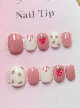 10Pcs Cute Handmade Press On Nails Full Cover Pearls Design