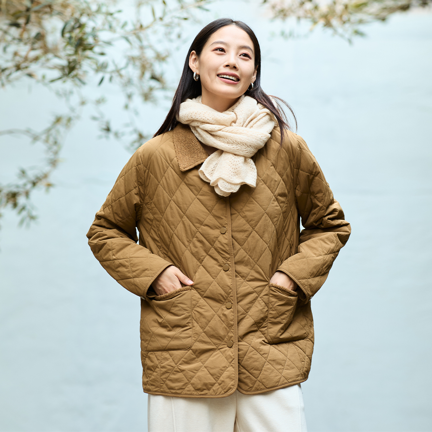 无色无味复古宽松羊毛棉服外套女