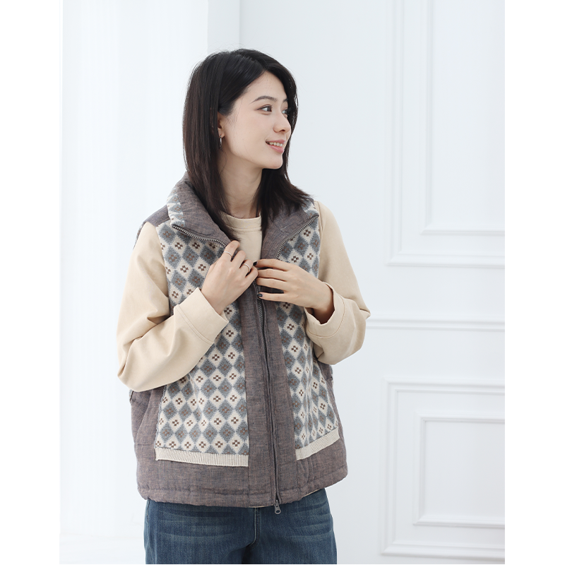 无色无味亚麻色织编织羽绒马甲