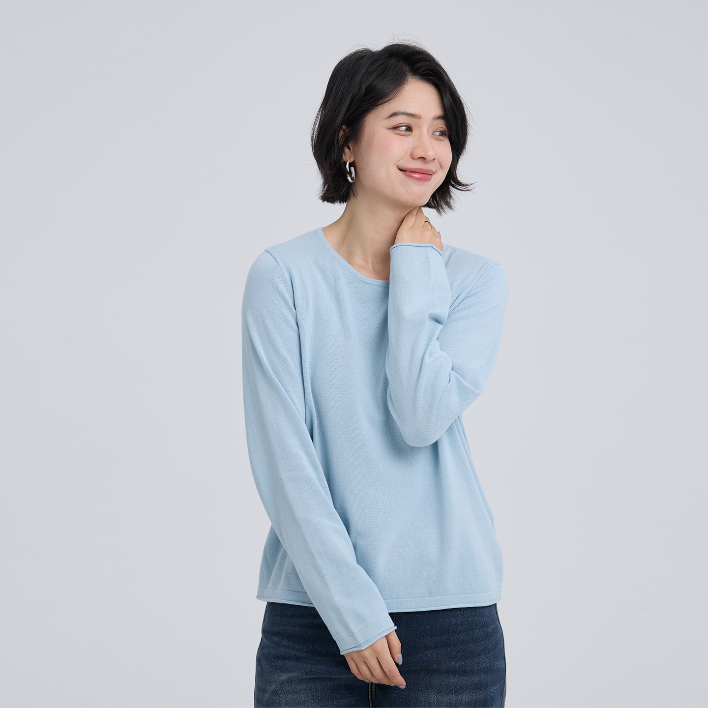 无色无味女士纯棉线针织打底毛衣