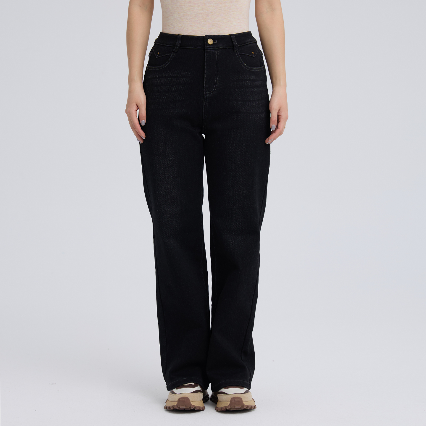 无色无味2025新款加绒阔腿牛仔裤