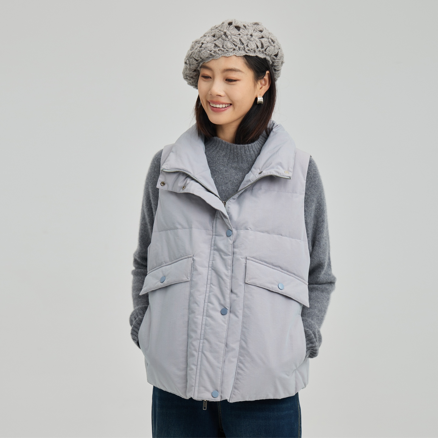 无色无味羽绒马甲女款纯棉布背心