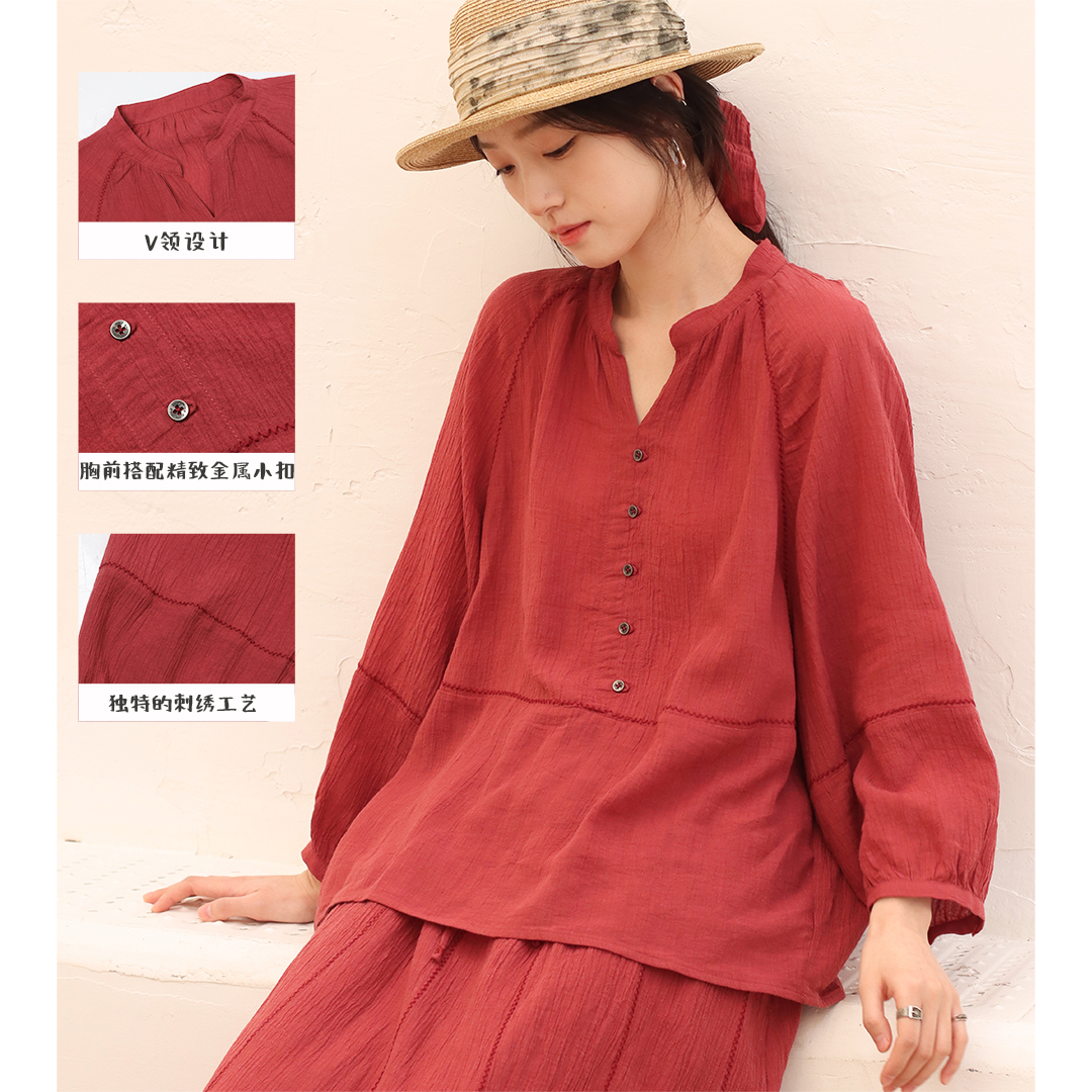 2025春季新款休闲V领衬衫