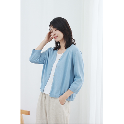 无色无味苎麻针织开衫女外搭上衣