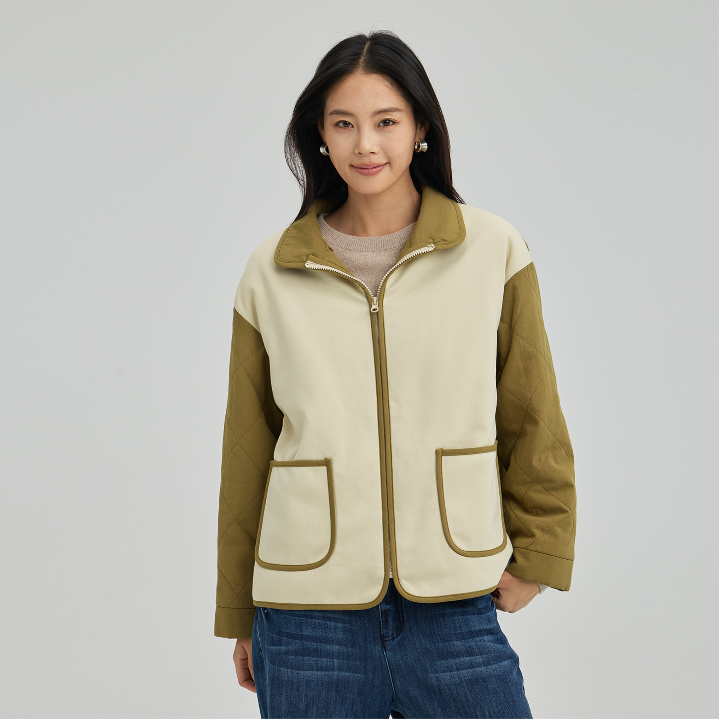 无色无味纯棉短款棉服休闲外套女