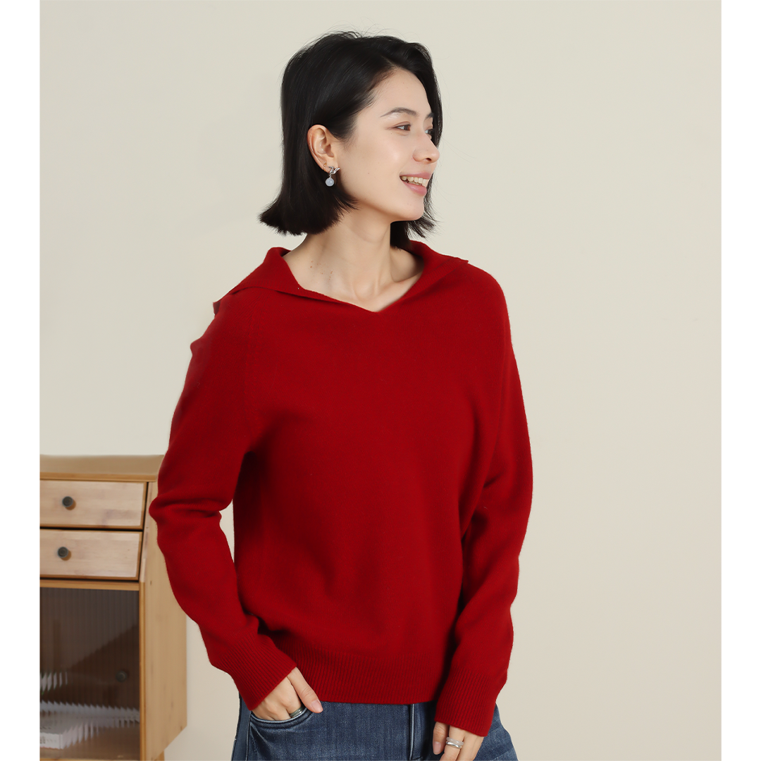 无色无味绵羊毛连帽编织打底衫