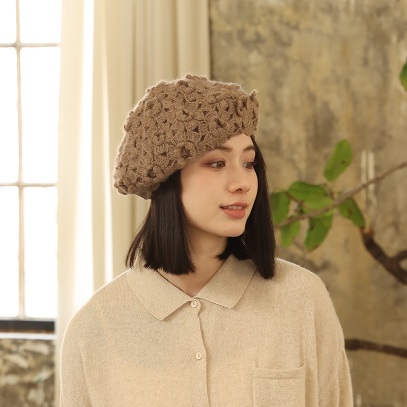 无色无味针织日系女款秋冬贝雷帽