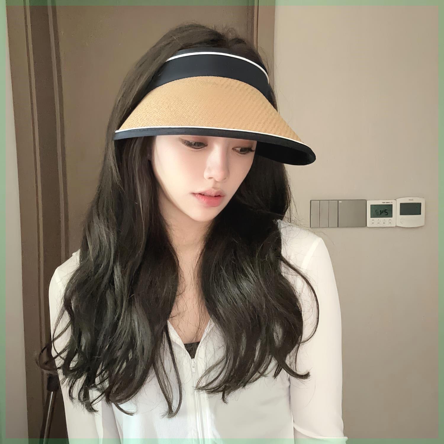 亿囍服配防晒帽UPF50+可折叠草帽防紫外线户外春夏百搭空顶帽KD-3
