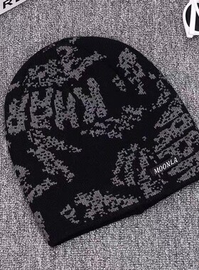 姝姝帽社冬季黑色网红新款男士女士户外加绒帽保暖针织帽防风冷帽