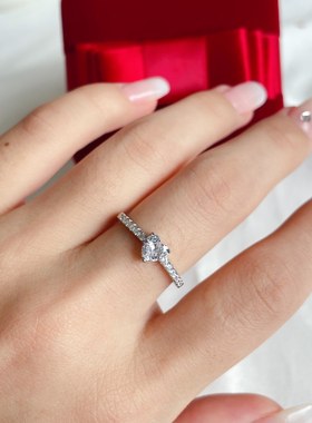 日韩轻奢爱心镶钻戒指女