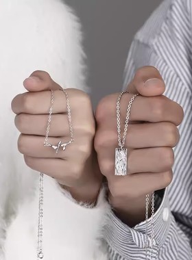 蓝桉与鸟情侣项链男女一对小众设计感树藤小鸟吊坠锁骨链森系项链