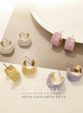 港风个性御姐范耳圈韩国东大门edito糖果色优雅气质网红同款耳环