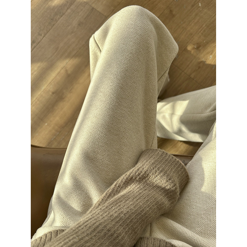 高端毛呢裤子女秋冬2025新款加厚窄版直筒裤醋酸羊毛人字纹阔腿裤,女装/女士精品,休闲裤,淘宝优惠券,粉丝福利购,淘宝优惠卷