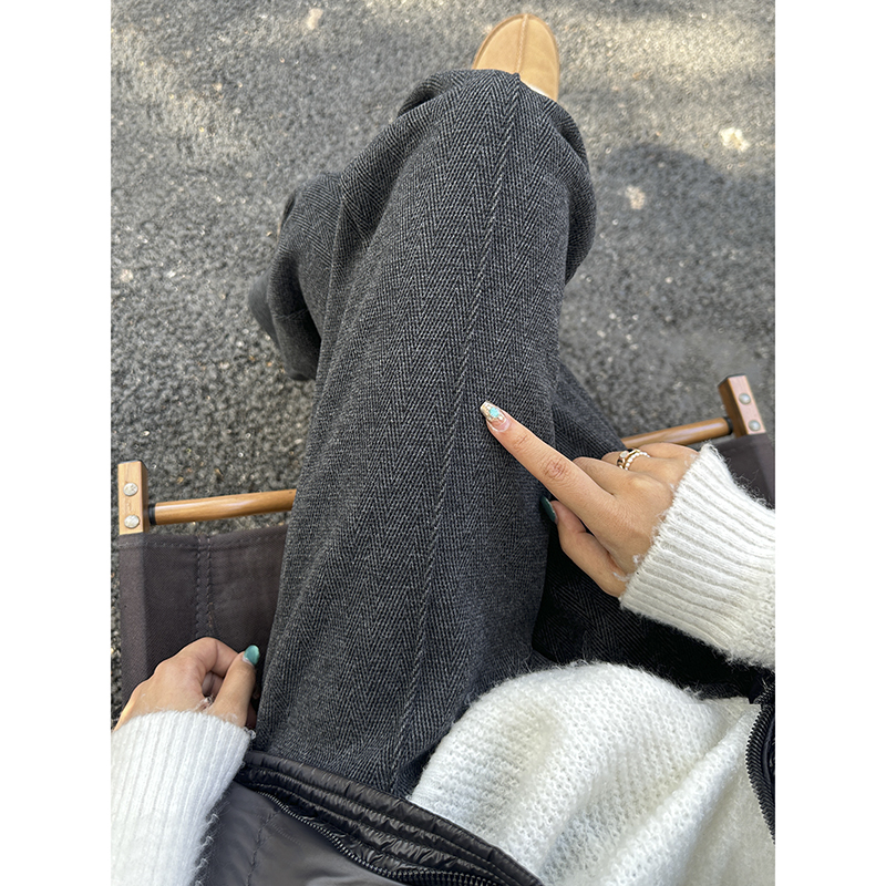 磨毛长裤裤子毛呢休闲