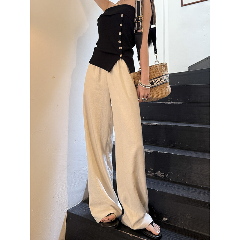 白色亚麻休闲裤女夏季新款高腰显瘦肌理山本裤慵懒垂坠拖地阔腿裤,女装/女士精品,休闲裤,淘宝优惠券,粉丝福利购,淘宝优惠卷