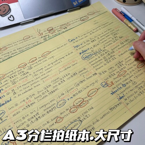 A3超大护眼美式分栏拍纸本