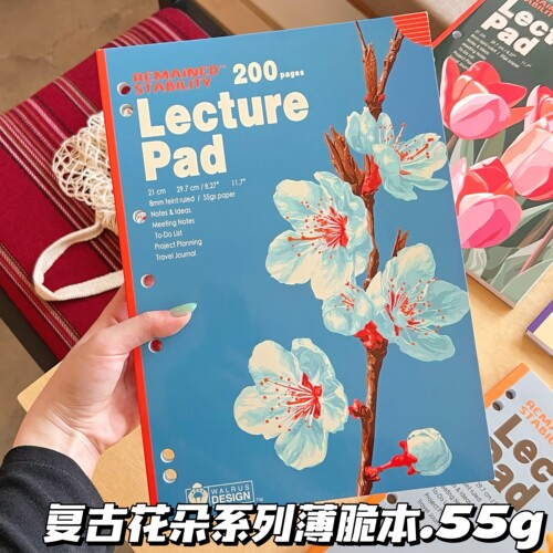 复古花朵系列A4薄脆本文艺ins森系学生考公考研活页笔记本子200页