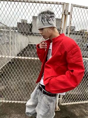 【PSY.P/吴嘉轩等同款】CAXx致敬阿基拉kanye红色多裁片机车夹克