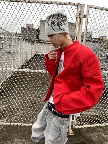 【PSY.P/吴嘉轩等同款】CAXx致敬阿基拉kanye红色多裁片机车夹克