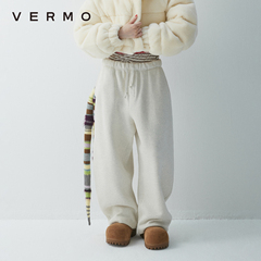 VERMO 经典延续 百搭慵懒加绒加厚香蕉廓形阔腿休闲运动居家卫裤