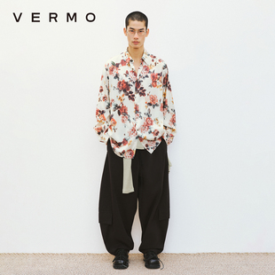 玫瑰印花微光泽人丝宽松衬衫 复古氛围 从容浪子 VERMO