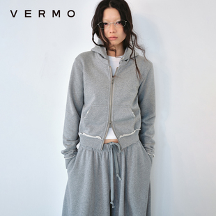 型轻松休闲卫衣开衫 毛边细节内搭小版 软糯亲肤拉绒 VERMO