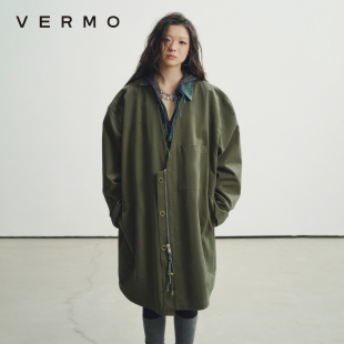 复古简约深V宽肩中长款 挺阔有型 抗皱风衣外套 立体裁剪 VERMO