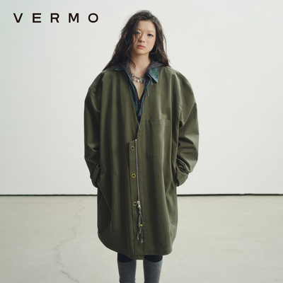 VERMO深V宽肩抗皱风衣