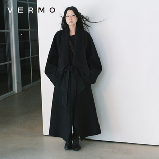 翻领长款 轻盈柔软高支全羊毛 双面呢大衣外套 复古经典 VERMO