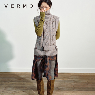 混色全羊毛卡胯腰带针织马甲背心 色彩 VERMO 别致又复古