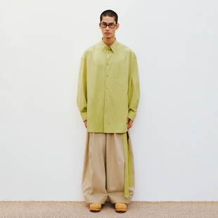 衬衫 VERMO 解构领匹马棉宽松长袖 美丽色彩氛围 水洗纸感肌理棉