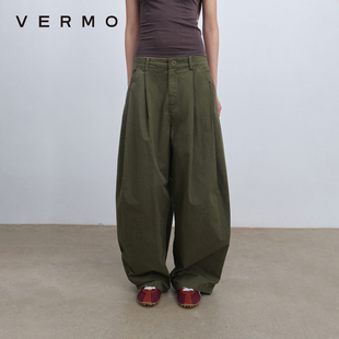 肌理水洗皱感纸棉宽松休闲裤 VERMO 挺括有型