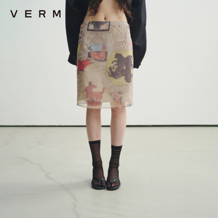 H形低腰半身裙 复古印花干爽微透桑蚕丝 VERMO 记忆碎片