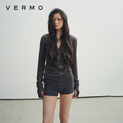 VERMO羊毛连帽毛针织打底衫