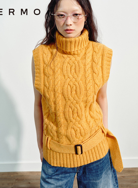 VERMO 旧时光的调色盘 复古混色全羊毛 卡胯腰带针织马甲背心