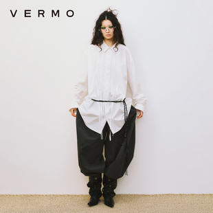宽松休闲衬衫 立体重工同色系异材质拼贴流苏 重译古板 VERMO